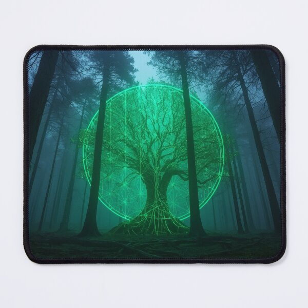 Item preview, Glowing Emerald Tree Portal in Misty Pine Forest designed and sold by monkeybusiness.pt.