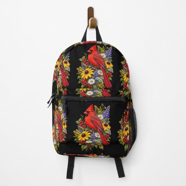 Item preview, Cardinal Perched Beside Wildflowers Red Bird Botanical Nature Design designed and sold by RockitBaby.