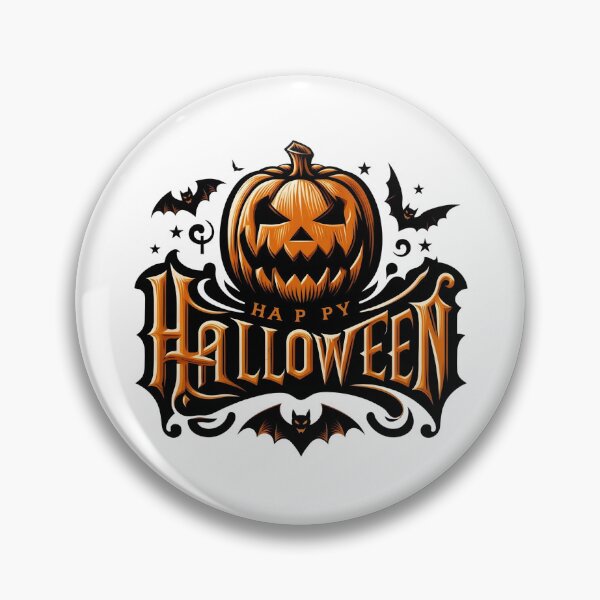 Item preview, Spooky Happy Halloween Typography with Jack-o'-Lantern and Flying Bats    designed and sold by interdesigner.