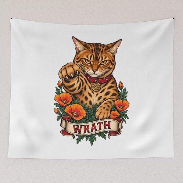 Item preview, Wrath Seven Deadly Sins Bengal Cat  designed and sold by Old's Cool Cat Studio.