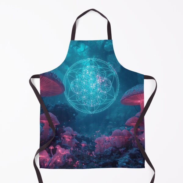 Item preview, Bioluminescent Pink Mushrooms with Seed of Life Mandala designed and sold by monkeybusiness.pt.