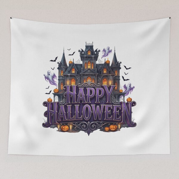 Item preview, Spooky Happy Halloween Gothic Mansion with Ghosts and Jack-o'-Lanterns    designed and sold by interdesigner.