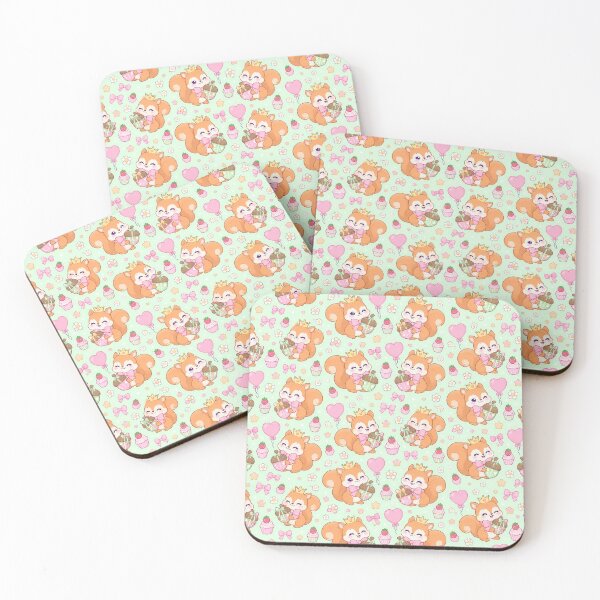 Item preview, Kawaii Birthday Baby Red Squirrel Pastel Pattern designed and sold by Soft Berry Studio.