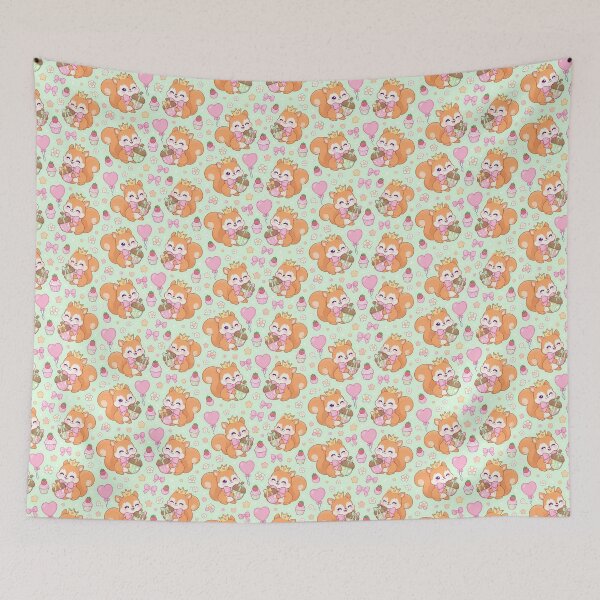 Item preview, Kawaii Birthday Baby Red Squirrel Pastel Pattern designed and sold by Soft Berry Studio.