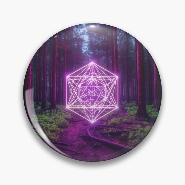 Item preview, Neon Magenta Metatrons Cube in Dark Pine Forest designed and sold by monkeybusiness.pt.