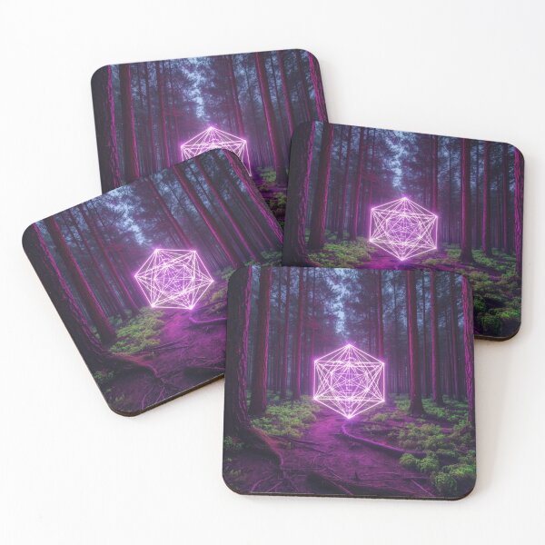 Item preview, Neon Magenta Metatrons Cube in Dark Pine Forest designed and sold by monkeybusiness.pt.