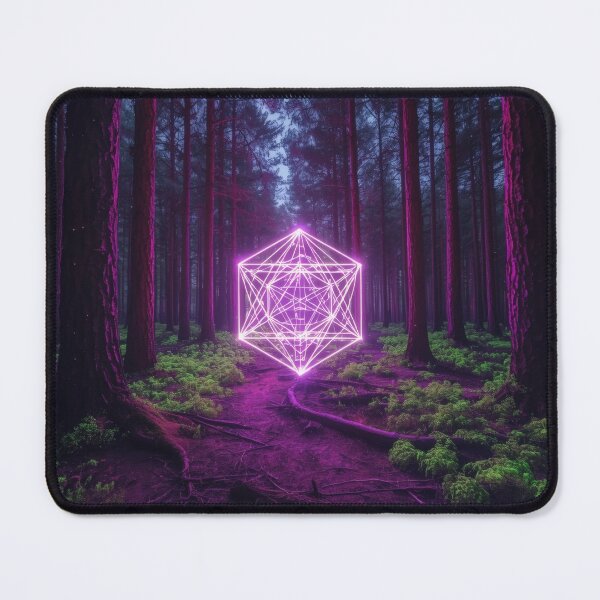 Item preview, Neon Magenta Metatrons Cube in Dark Pine Forest designed and sold by monkeybusiness.pt.