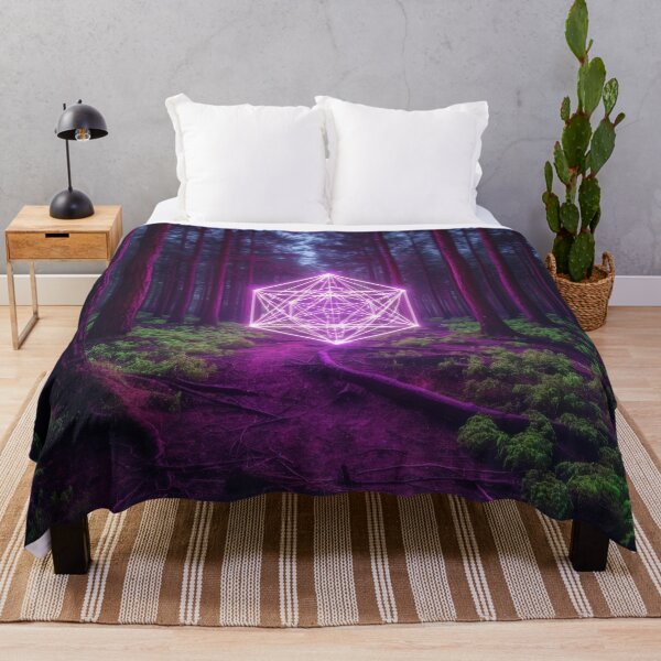 Item preview, Neon Magenta Metatrons Cube in Dark Pine Forest designed and sold by monkeybusiness.pt.
