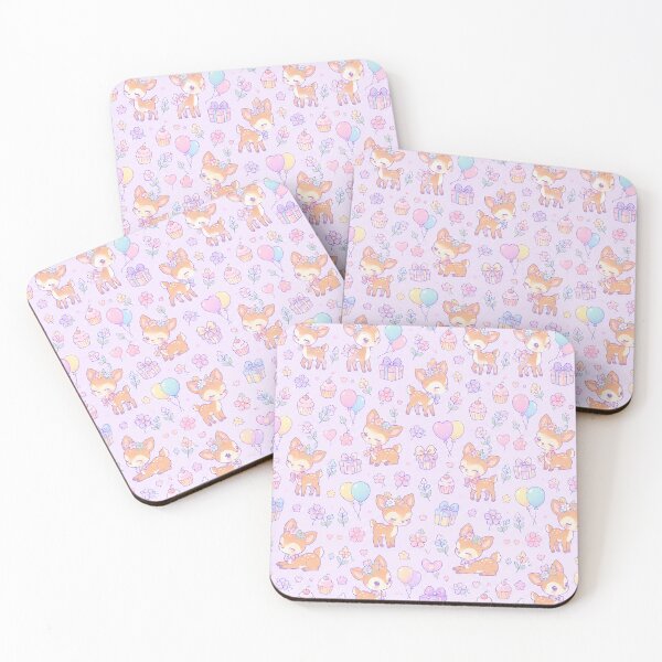 Item preview, Kawaii Birthday Baby Deer Pastel Pattern designed and sold by Soft Berry Studio.