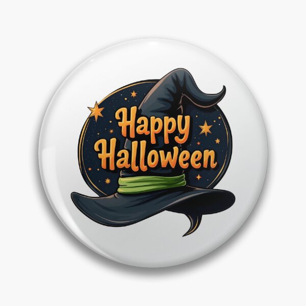 Item preview, Happy Halloween Witch Hat Emblem with Magical Night Sky and Stars    designed and sold by interdesigner.