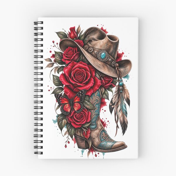 Item preview, Western Cowgirl Boots and Red Roses designed and sold by Wild Ink Studio by Barbara.