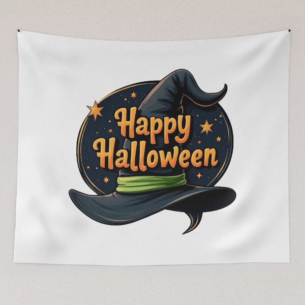 Item preview, Happy Halloween Witch Hat Emblem with Magical Night Sky and Stars    designed and sold by interdesigner.