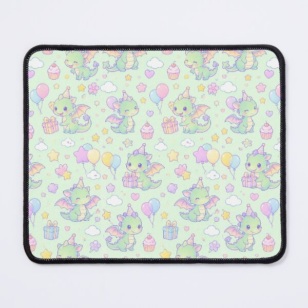 Item preview, Kawaii Birthday Baby Dragon Pastel Pattern designed and sold by Soft Berry Studio.