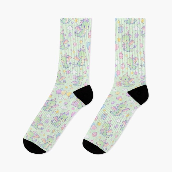 Item preview, Kawaii Birthday Baby Dragon Pastel Pattern designed and sold by Soft Berry Studio.