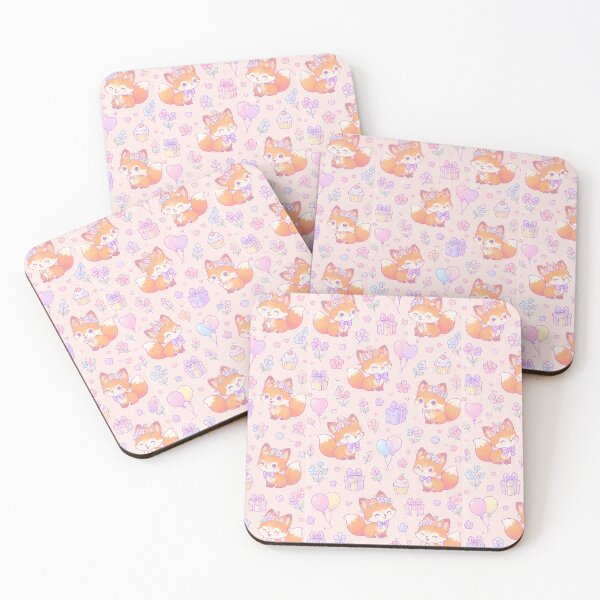 Item preview, Kawaii Birthday Baby Fox Pastel Pattern designed and sold by Soft Berry Studio.