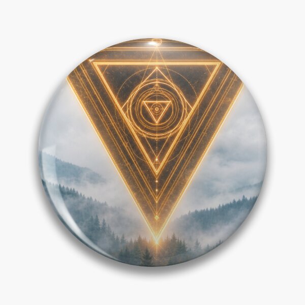 Item preview, Glowing Amber Inverted Triangle Over Misty Pine Forest designed and sold by monkeybusiness.pt.