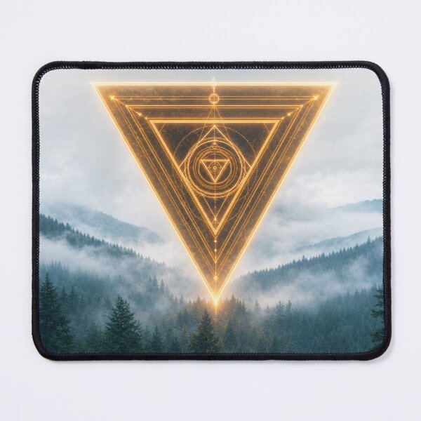 Item preview, Glowing Amber Inverted Triangle Over Misty Pine Forest designed and sold by monkeybusiness.pt.