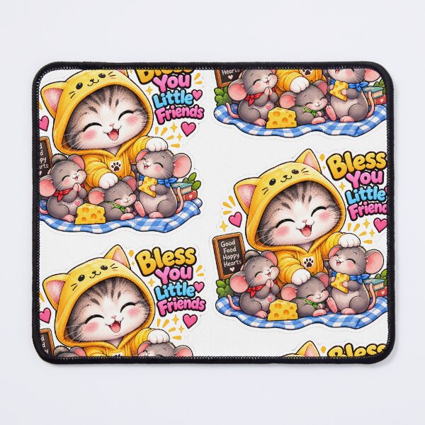 Item preview, Kawaii Cat and Mouse Sticker, Cute Cat Blessing Little Friends, Funny Animal Vinyl Sticker, Cozy Cute Sticker for Laptop Phone Bottle designed and sold by Oohu.