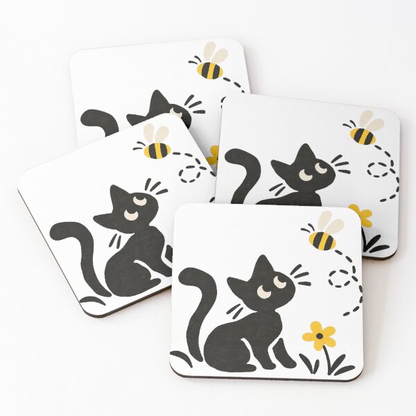 Item preview, cat and bumble bee designed and sold by saranagliccuris.