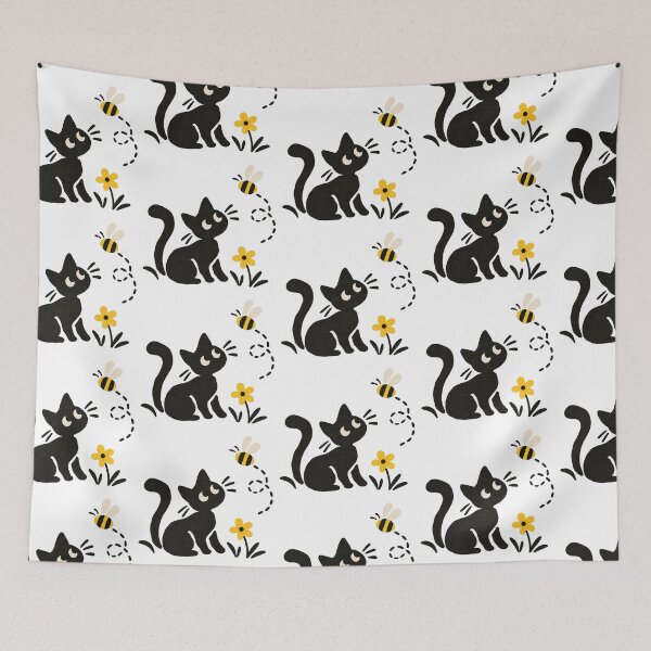 Item preview, cat and bumble bee designed and sold by saranagliccuris.