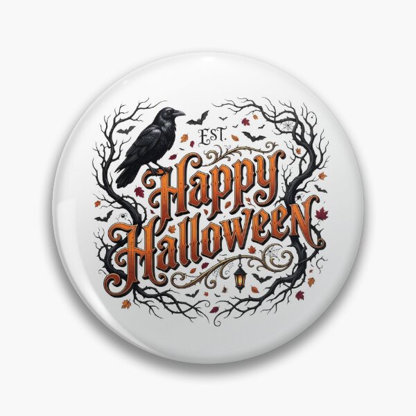 Item preview, Vintage Gothic Happy Halloween Typography with Raven and Spooky Branches    designed and sold by interdesigner.