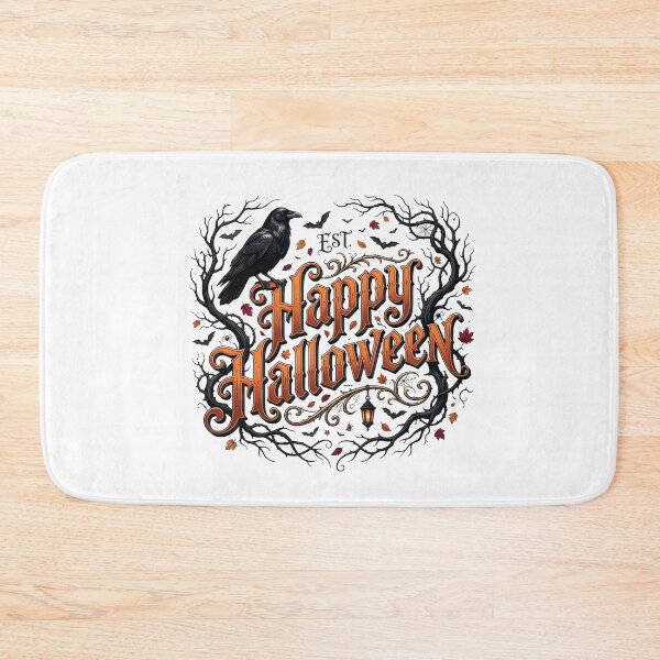 Item preview, Vintage Gothic Happy Halloween Typography with Raven and Spooky Branches    designed and sold by interdesigner.