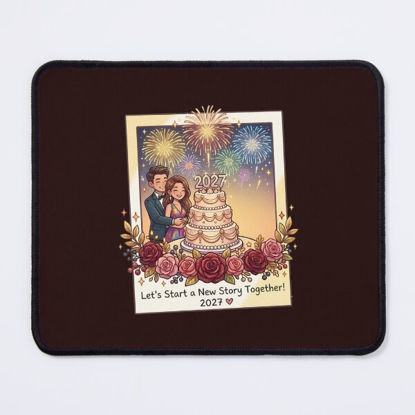 Item preview, New Year 2027 Couple Celebration Fireworks Romantic Cake Roses designed and sold by Akira Design Store.