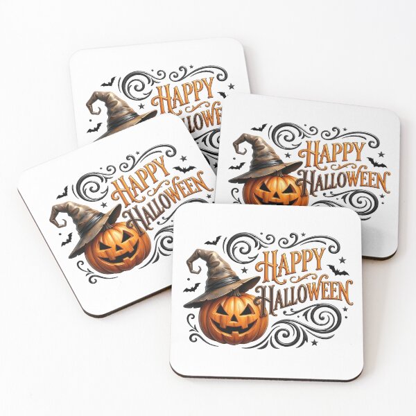 Item preview, Vintage Happy Halloween Typography with Pumpkin wearing Witch Hat    designed and sold by interdesigner.