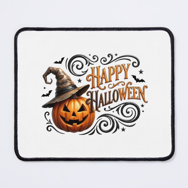 Item preview, Vintage Happy Halloween Typography with Pumpkin wearing Witch Hat designed and sold by interdesigner.