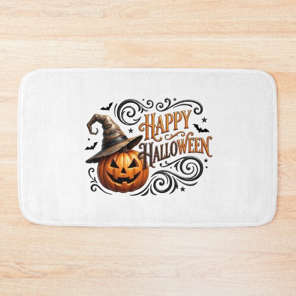 Item preview, Vintage Happy Halloween Typography with Pumpkin wearing Witch Hat    designed and sold by interdesigner.