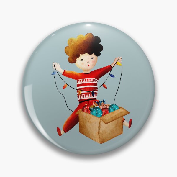 Item preview, Cute Boy with Christmas Lights Watercolor Art designed and sold by DigiBlossom.