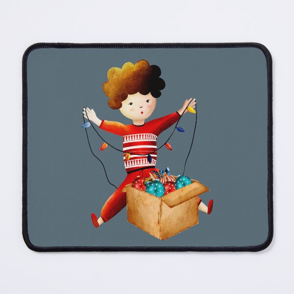 Item preview, Cute Boy with Christmas Lights Watercolor Art designed and sold by DigiBlossom.