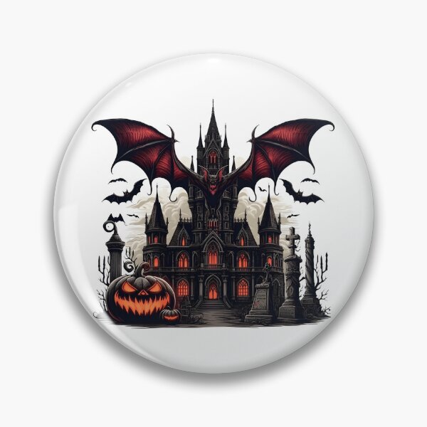 Item preview, Gothic Haunted Castle with Giant Vampire Bat and Glowing Jack-o'-Lantern    designed and sold by interdesigner.