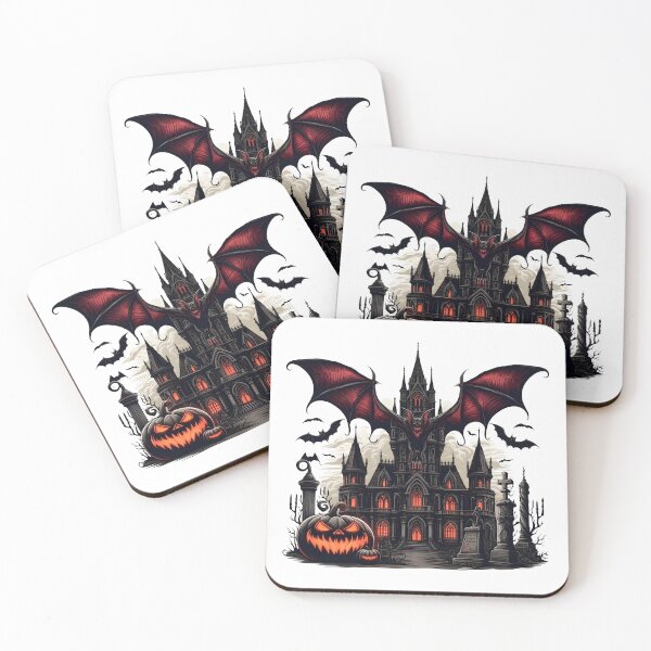 Item preview, Gothic Haunted Castle with Giant Vampire Bat and Glowing Jack-o'-Lantern    designed and sold by interdesigner.