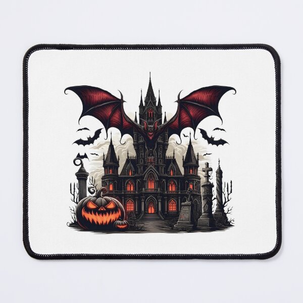 Item preview, Gothic Haunted Castle with Giant Vampire Bat and Glowing Jack-o'-Lantern designed and sold by interdesigner.