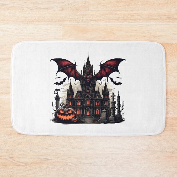 Item preview, Gothic Haunted Castle with Giant Vampire Bat and Glowing Jack-o'-Lantern    designed and sold by interdesigner.