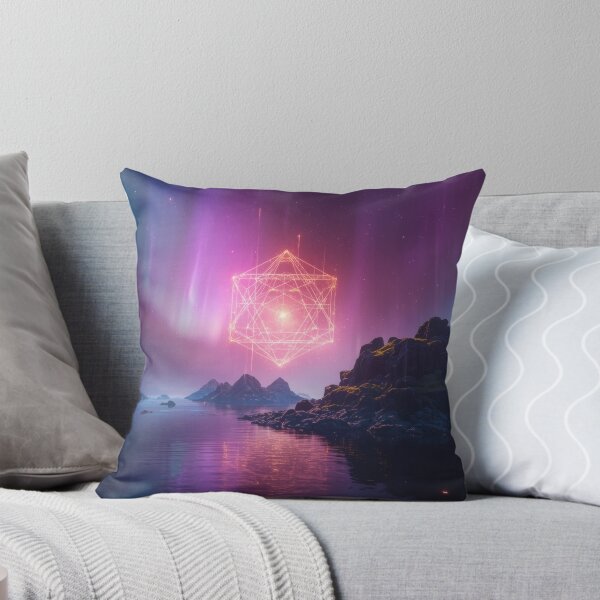 Item preview, Glowing Pink Metatrons Cube Under Northern Lights Aurora designed and sold by monkeybusiness.pt.