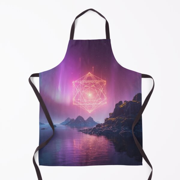 Item preview, Glowing Pink Metatrons Cube Under Northern Lights Aurora designed and sold by monkeybusiness.pt.