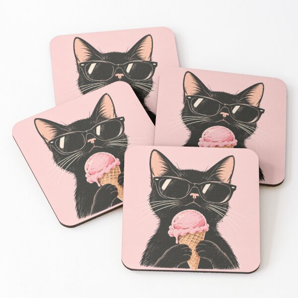Item preview, Black cat with ice cream cone designed and sold by anytka.