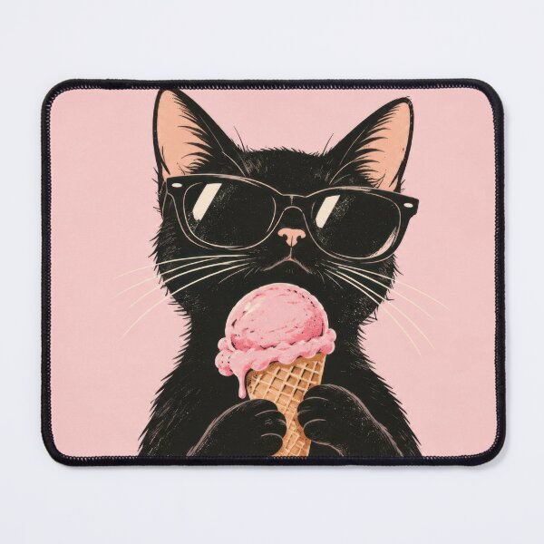 Item preview, Black cat with ice cream cone designed and sold by anytka.