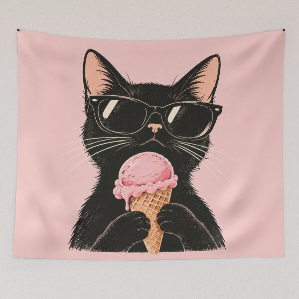 Item preview, Black cat with ice cream cone designed and sold by anytka.