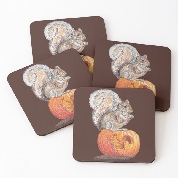 Item preview, Cute Squirrel on Pumpkin Autumn Fall Wildlife Art designed and sold by Dina's Fine Arts.