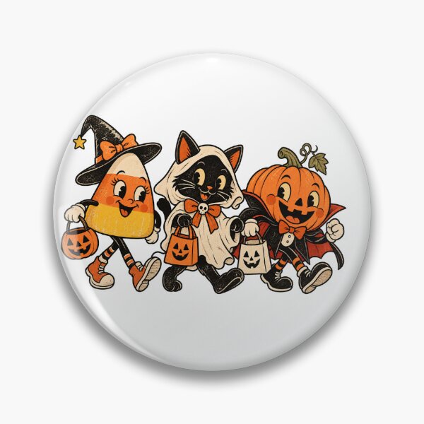 Item preview, Vintage Halloween Trick or Treat Trio – Candy Corn, Black Cat & Pumpkin designed and sold by Amy Helms.