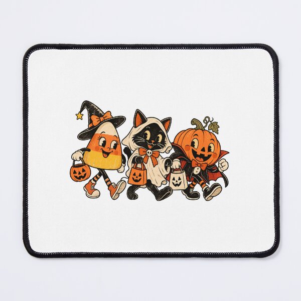 Item preview, Vintage Halloween Trick or Treat Trio – Candy Corn, Black Cat & Pumpkin designed and sold by Amy Helms.