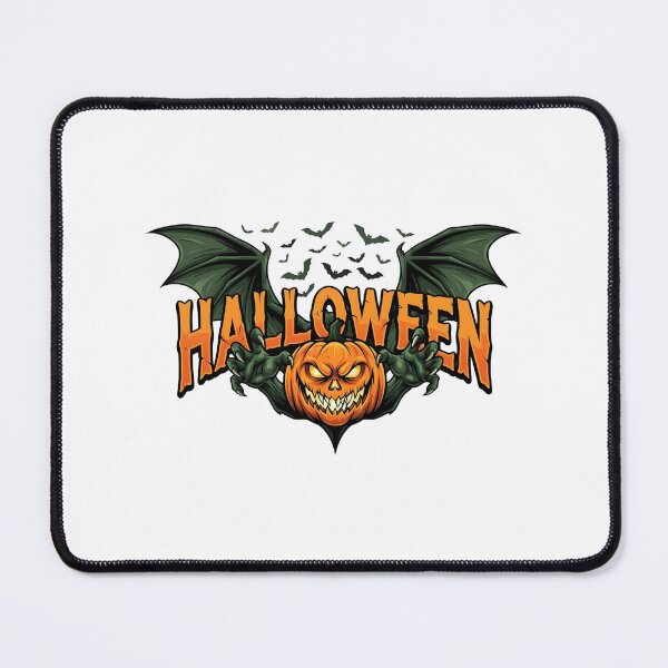 Item preview, Spooky Halloween Pumpkin Monster with Bat Wings and Flying Bats designed and sold by interdesigner.