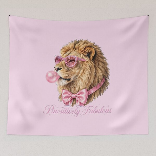 Item preview, Pawsitively Fabulous Lion - Cute Pink Coquette Lion designed and sold by Vibe-Vary.