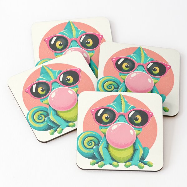 Item preview, Glasses-wearing chameleon with gum designed and sold by anytka.