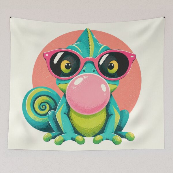Item preview, Glasses-wearing chameleon with gum designed and sold by anytka.