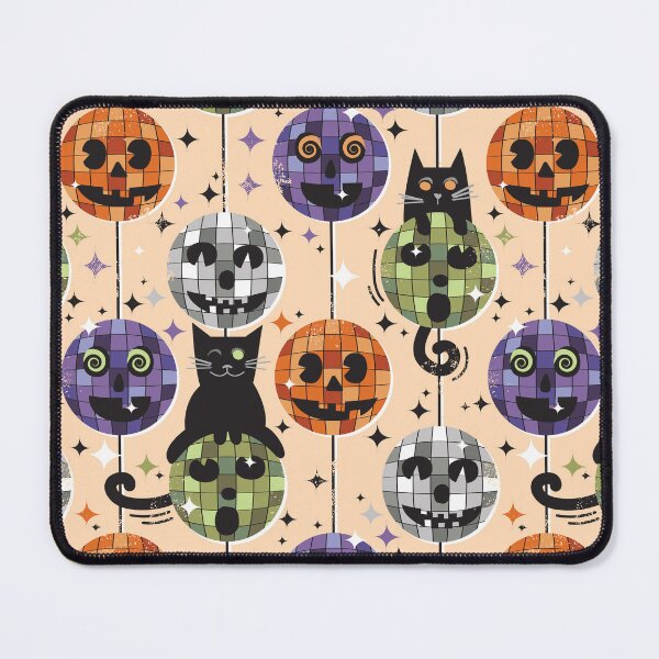 Item preview, Groovy halloween disco cat - kitty orange blue green retro balls designed and sold by SelmaCardoso.