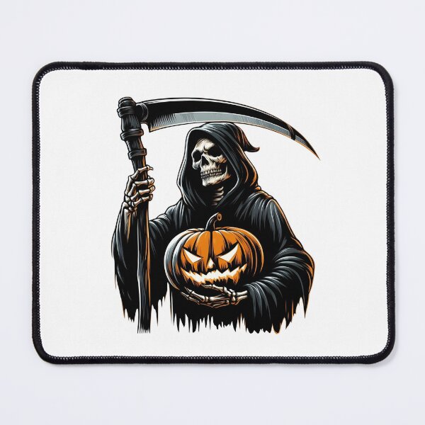 Item preview, Sinister Grim Reaper with Scythe Holding Glowing Jack-o'-Lantern designed and sold by interdesigner.